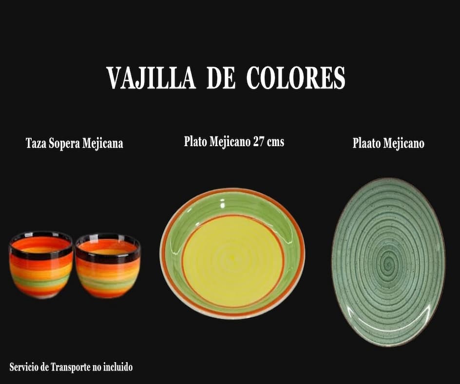 Vajilla de Colores para eventos